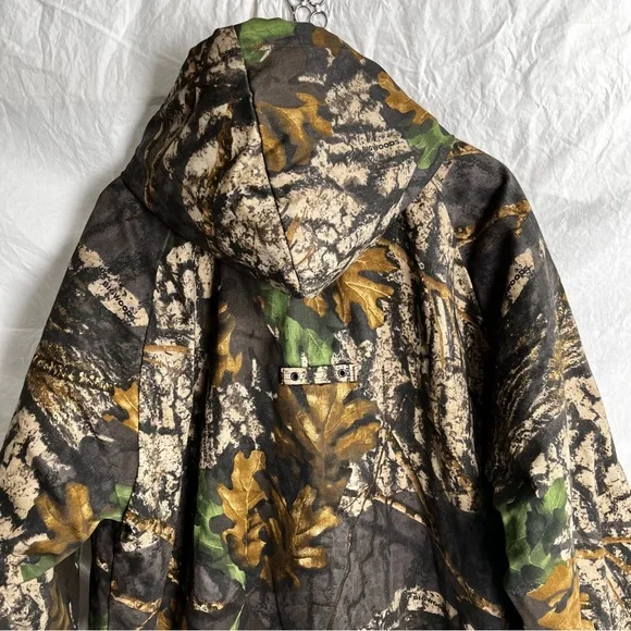 Vintage Jerzees Outdoors Jacket Men L Big Wood Camo Hooded Bomber Quilt Lined